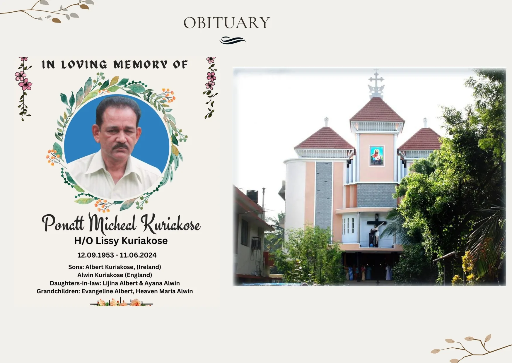 Obituary Ponatt Michael Kuriakose